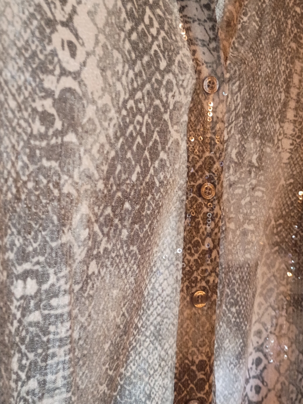 Sequined Sheer Snakeskin Blouse S (M21)